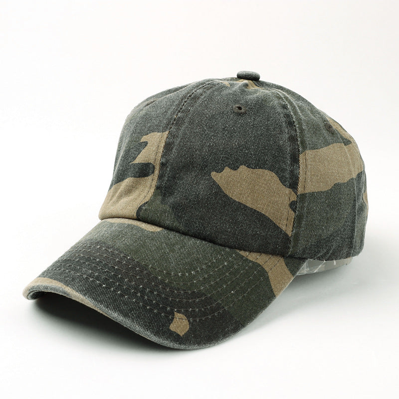 Wholesale Cotton Washed Hat Denim Camouflage Curved Brim Baseball Cap ACC-HT-LueLan016