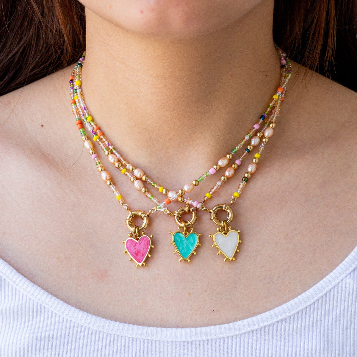 Wholesale  Heart-Shaped Beaded Pendant Necklace