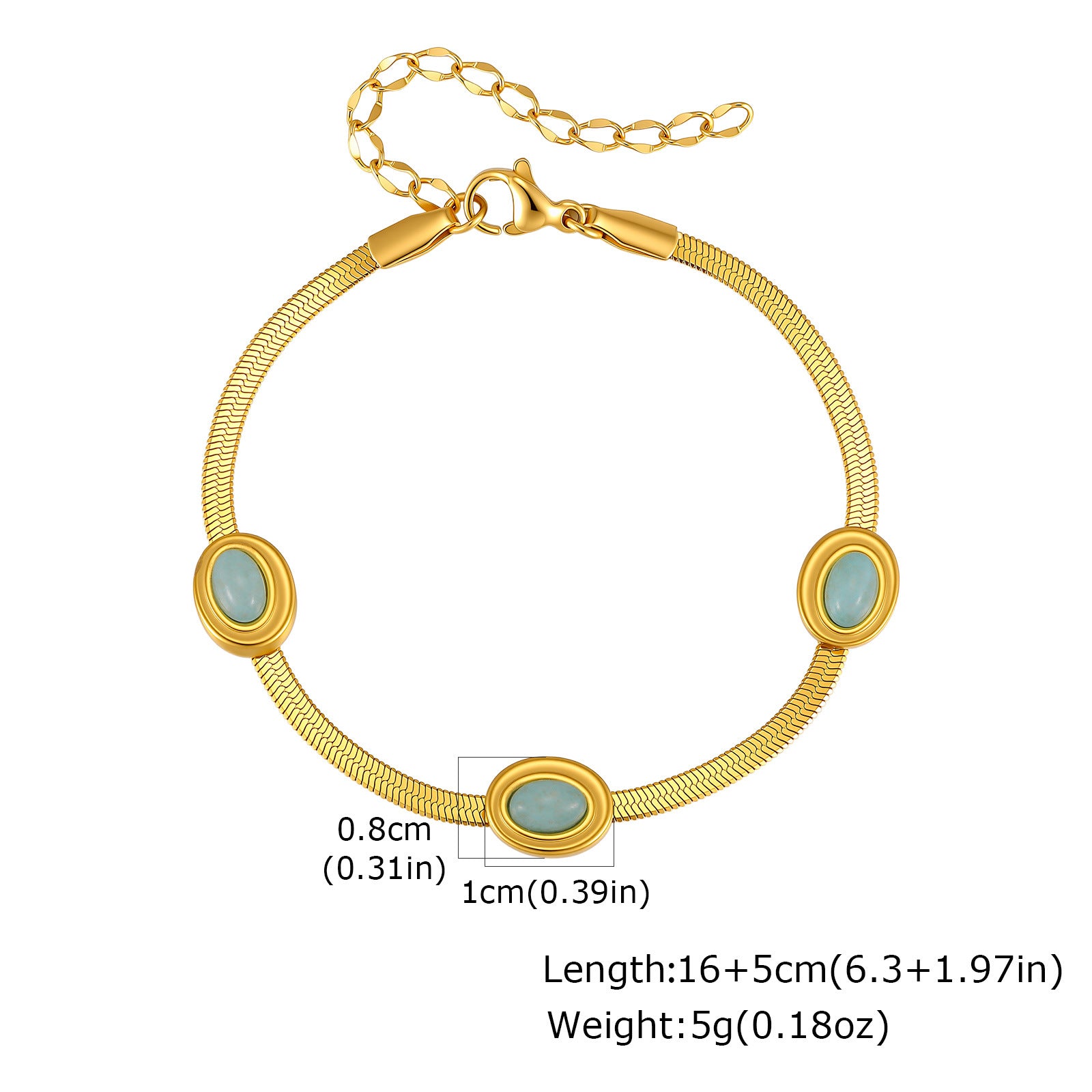 Wholesale Gold Plated Stainless Steel Natural Stone Blade Chain Bracelet Vintage Retro Women S Fashion Jewelry Gift Boutique Resale