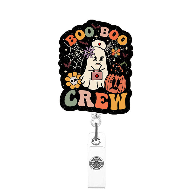 Wholesale Halloween Ghost Series Acrylic Retractable Rotating Badge Keychain