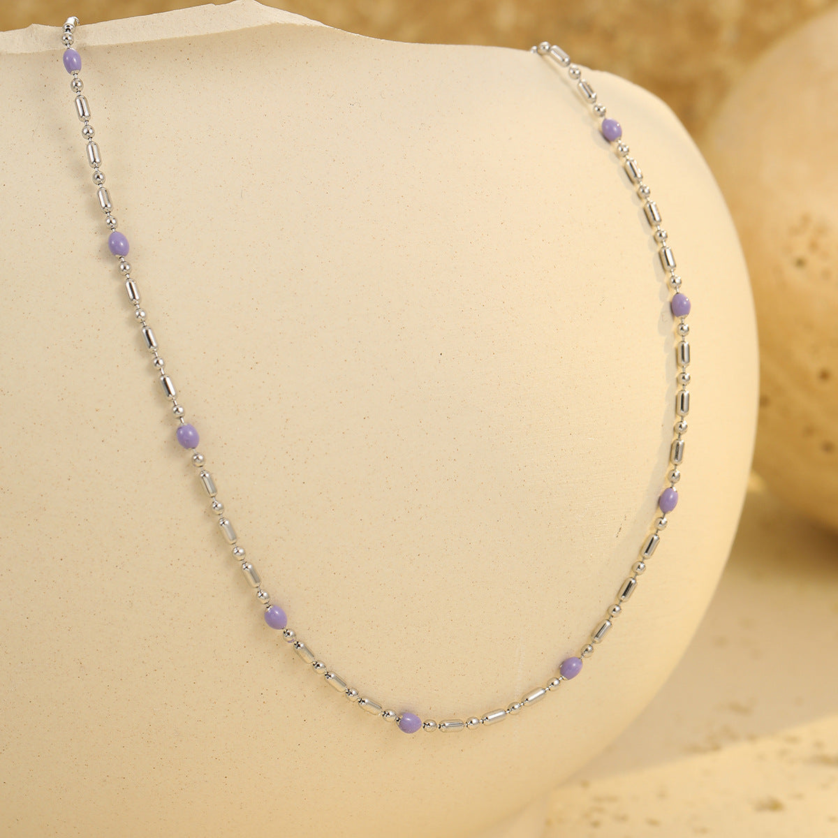 Wholesale stainless steel drop rice beads necklace