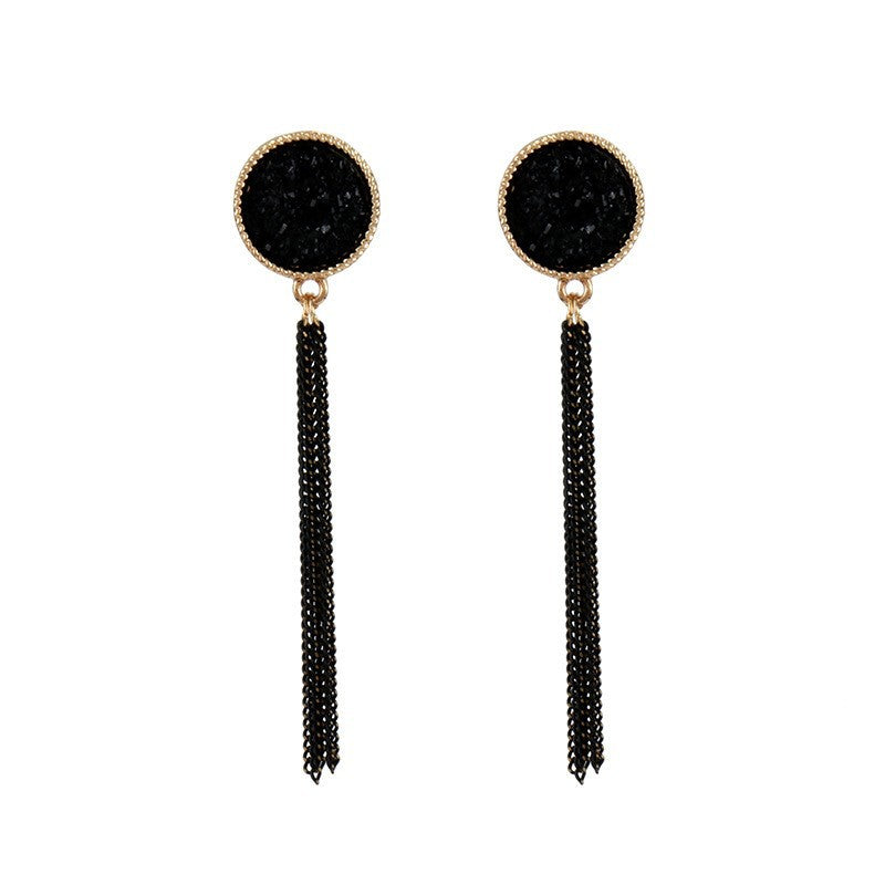 Wholesale Retro European American Style Black Crystal Tassel Earrings Fashion Accessory for Gift Boutique Resale