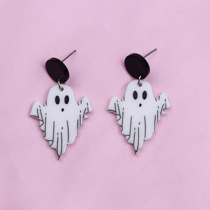 Wholesale Halloween Rainbow Ghost printed acrylic earrings