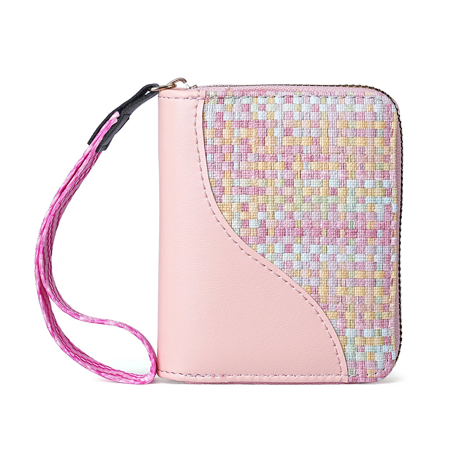 Wholesale Color Blocking PU Zip Wallet Stylish Card Case Coin Purse Unisex Gift Boutique Resale