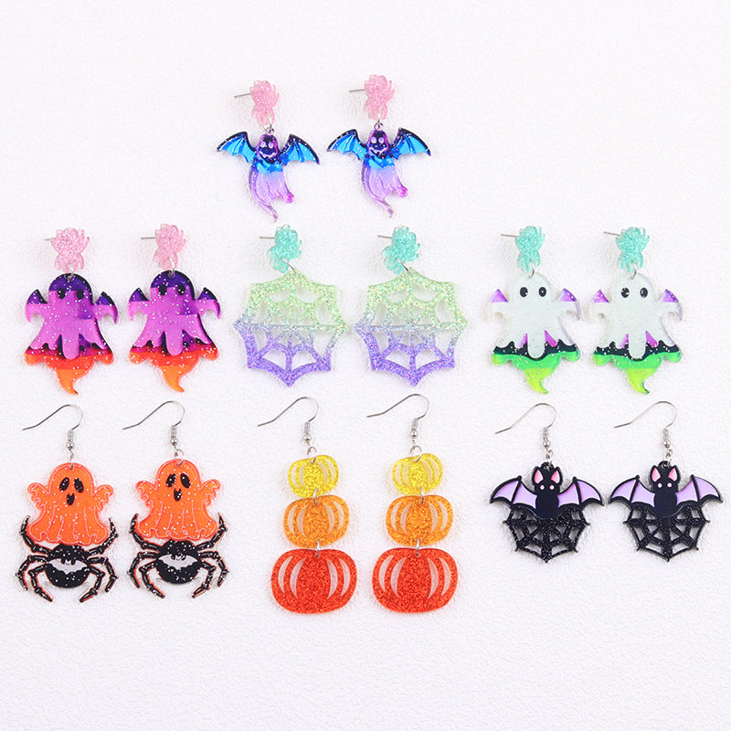Wholesale  contrasting color cartoon ghost acrylic earrings