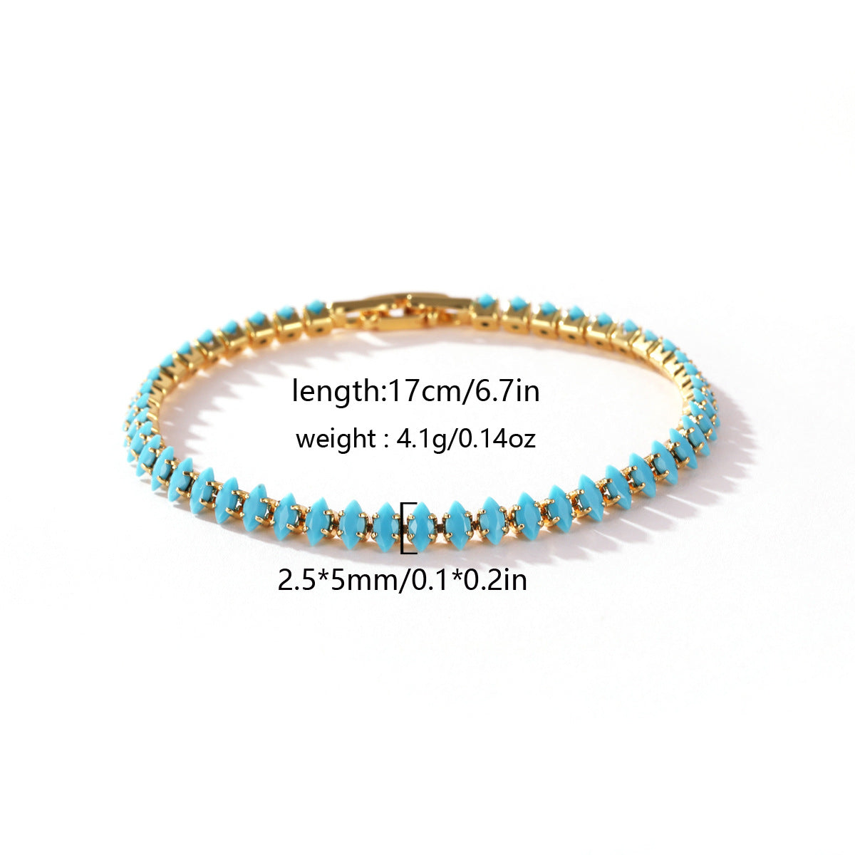 Wholesale 18k Gold Plated Zircon Bracelet,  Blue Turquoise Design,  Boutique Jewelry Accessory