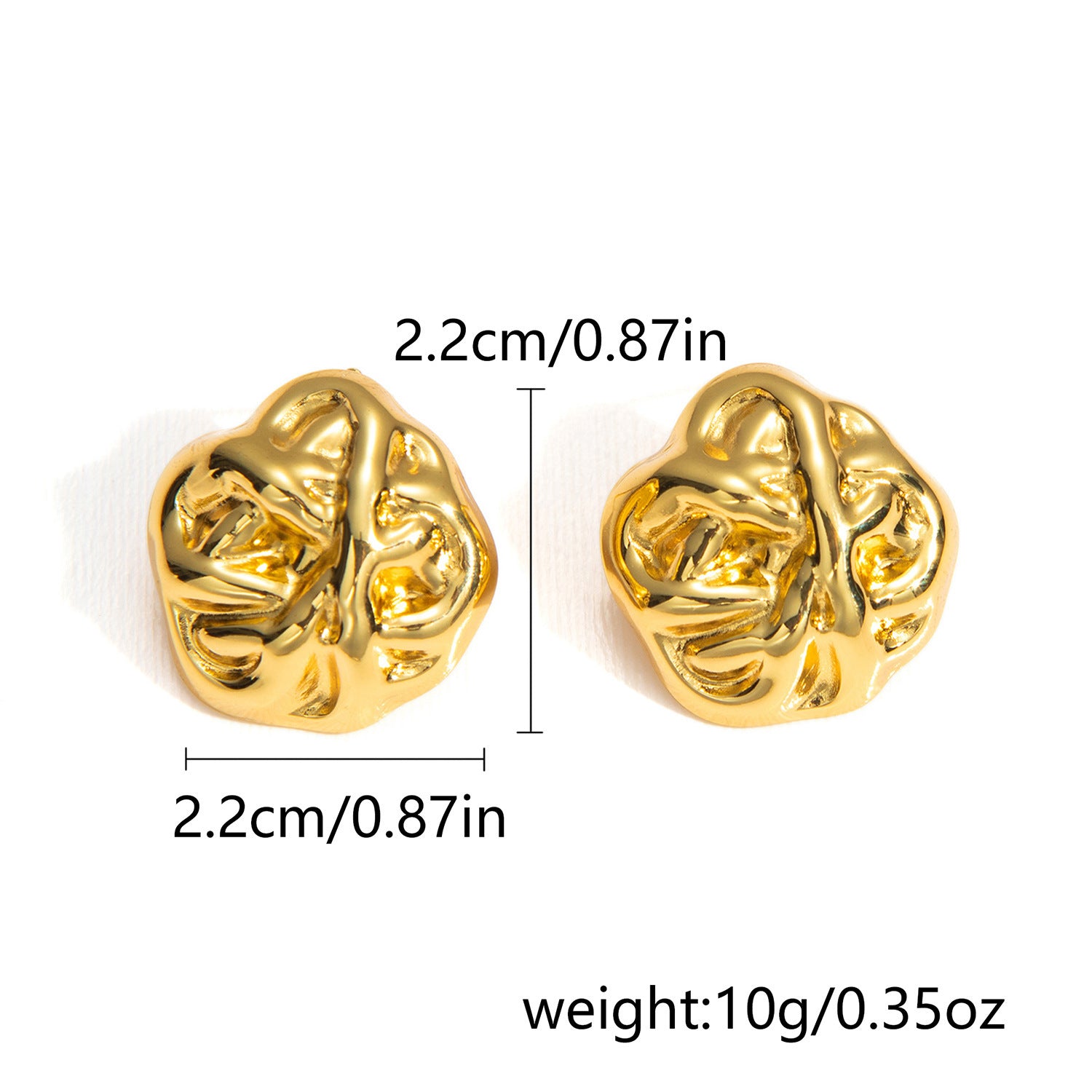 Wholesale Retro geometric earrings creative stainless steel round love pleated earrings