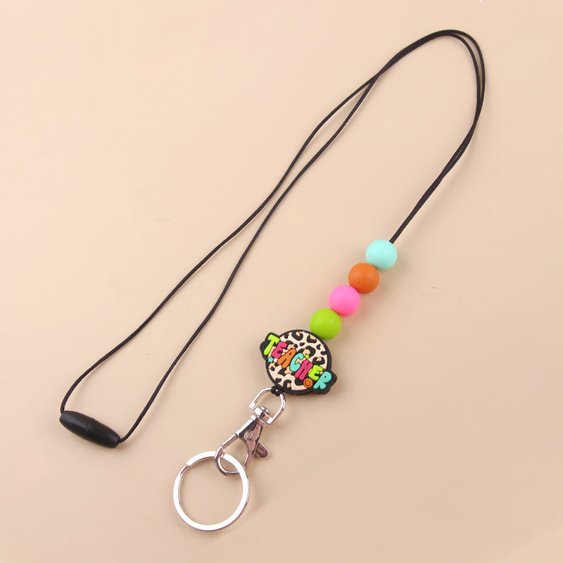 Wholesale Cartoon Silicone Beaded Apple Necklace Keychain Creative Keychain ACC-KC-GuangTian044