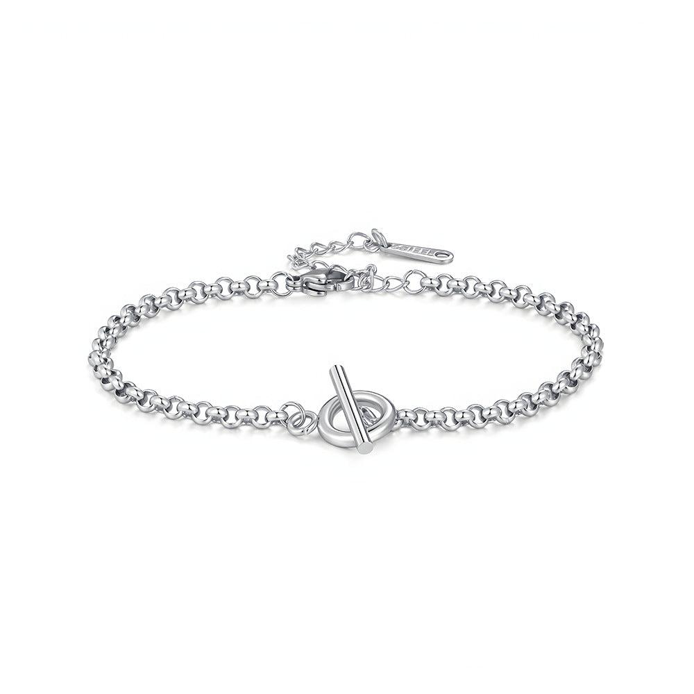 Wholesale Stainless Steel Pearl Chain Bracelet With OT Clasp Stylish Everyday Fashion Accessory For Boutique Resale
