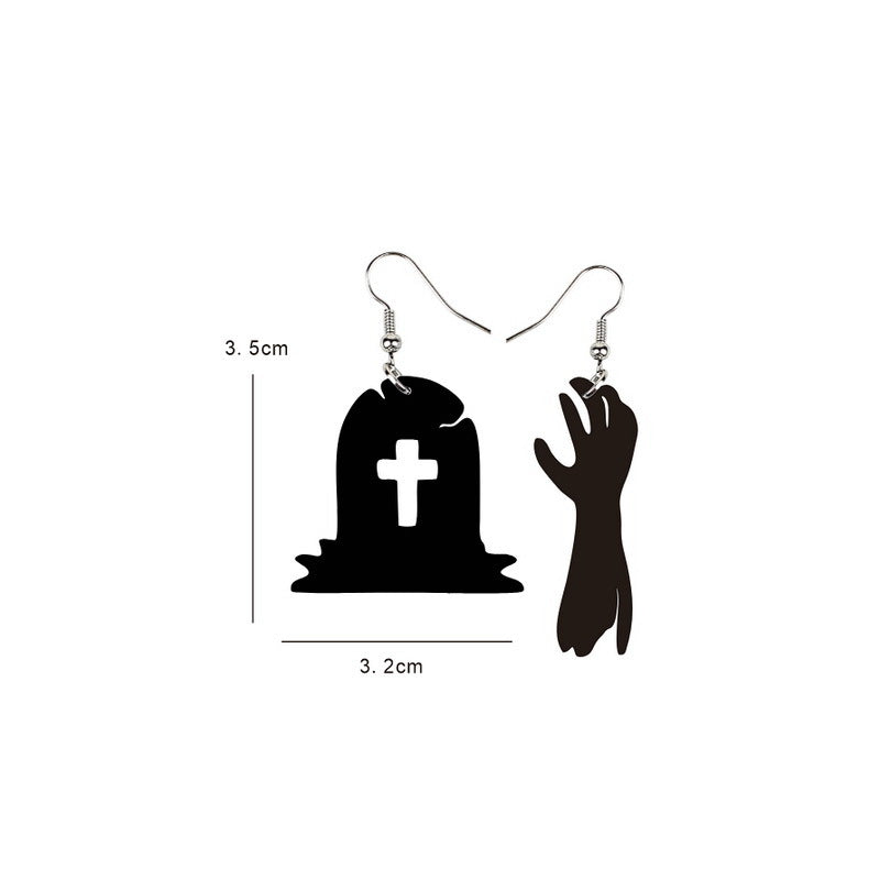 Wholesale Acrylic  Earrings Dark Gothic Skull And Pumpkin Design Trendy Fashion Jewelry Accessory For Gift And Resale