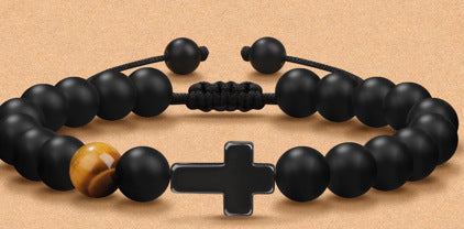 Wholesale Pink Zebra Flower Purple Emperor Pine Black Frosted Tiger Eye Cross Braided Bracelet ACC-BT-zhixiang005