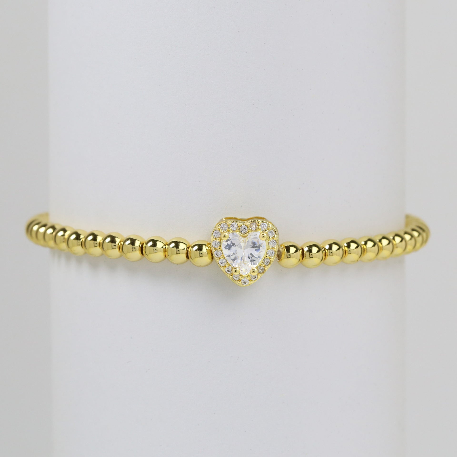 Wholesale  18k gold twelve birthstone December stone color love copper beads bracelet