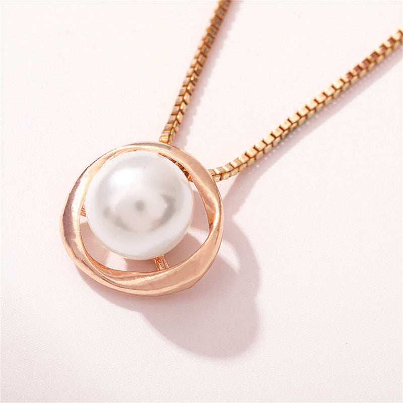 Wholesale  All-match Pearl Earrings Necklace Jewelry suit