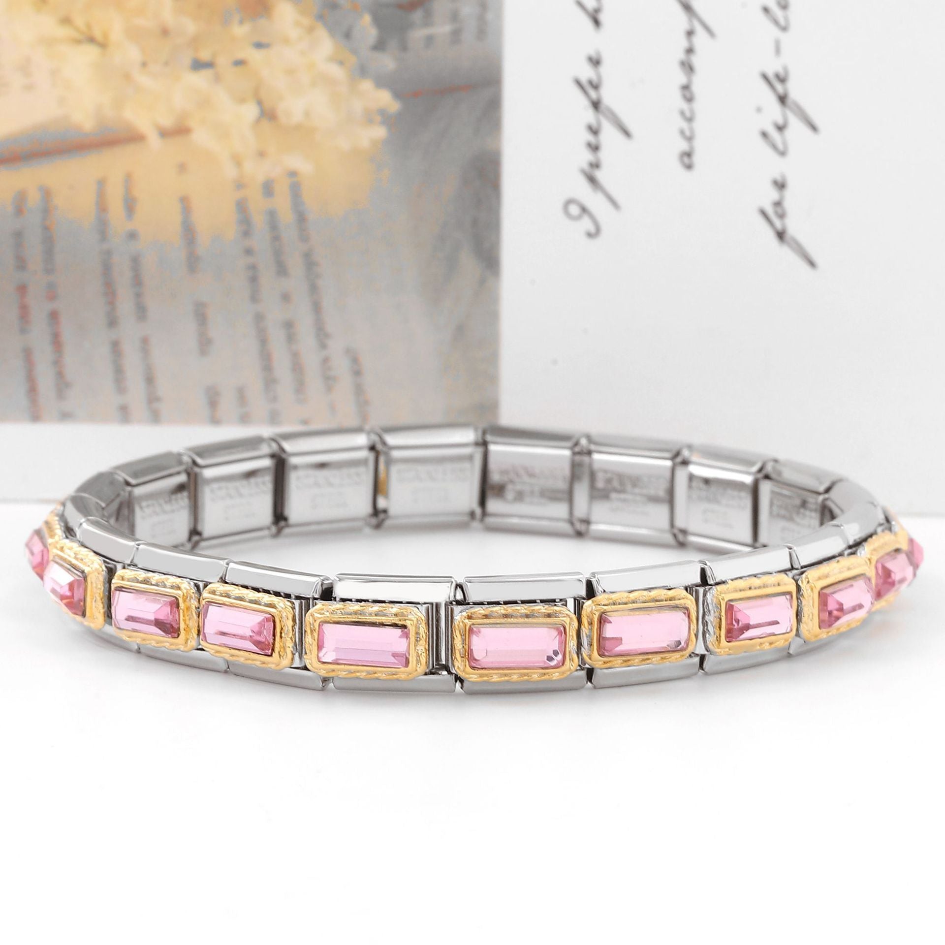 Wholesale Italian Charm Bracelet 9mm DIY Spliced Removable Stainless Steel Color Petals Composable Bracelet ACC-BT-XY029