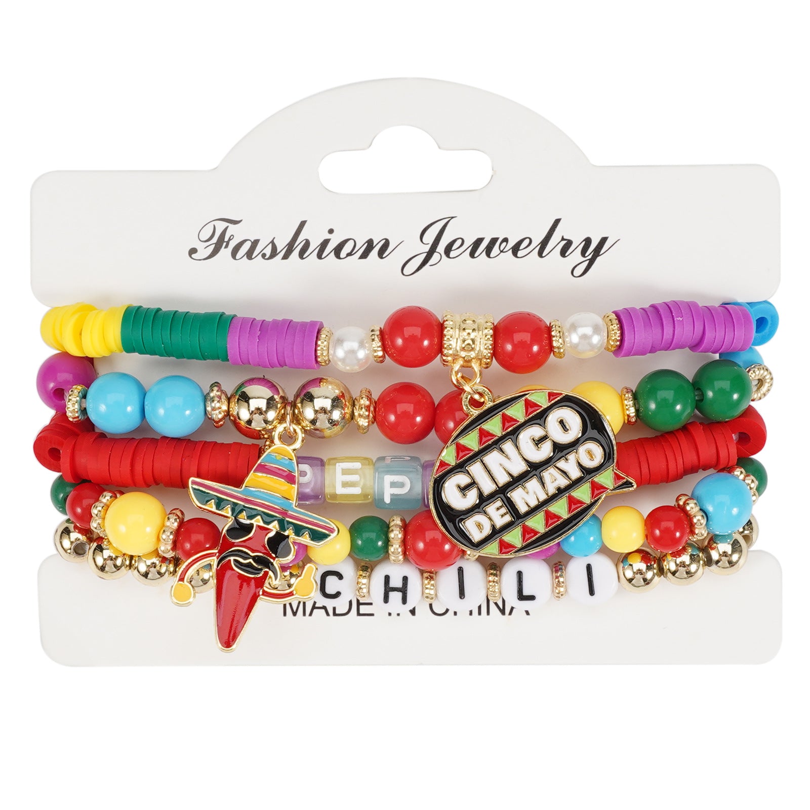 Wholesale Mexican Chili Festival Bracelet Cinco De Mayo Mexican Festival Party Beaded Stretch Bracelet