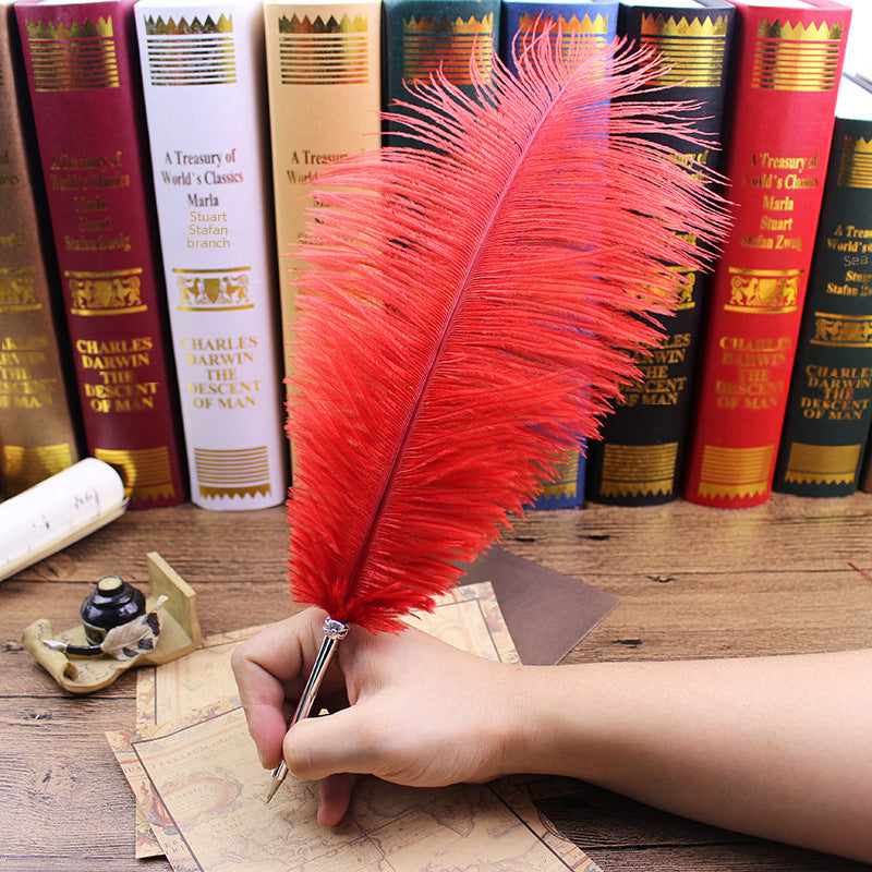 Wholesale  10pcs stationery feather pen ostrich pen ballpoint pen