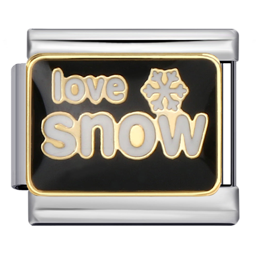 Wholesale Stainless steel welding gold-plated oil drop DIY Italian module Charms