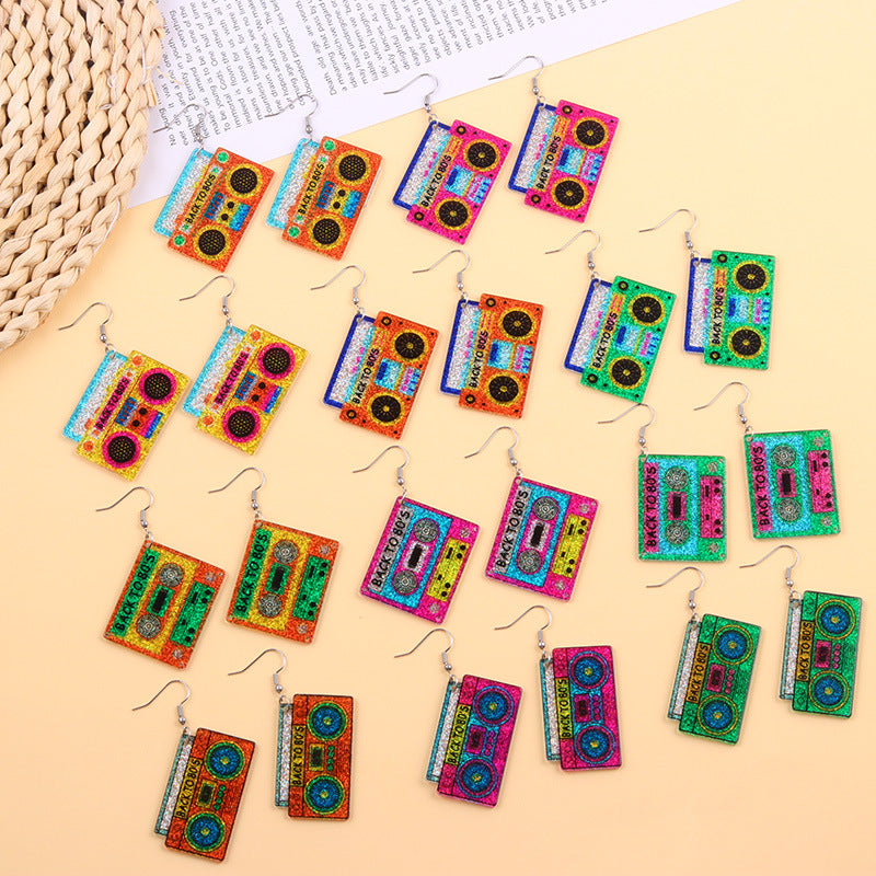 Wholesale  Retro Earrings Colorful Shiny Tape Acrylic Earrings