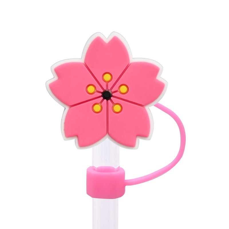 Wholesale  10pcs Peach Blossom 8/10mm PVC Soft Straw Tube Cap