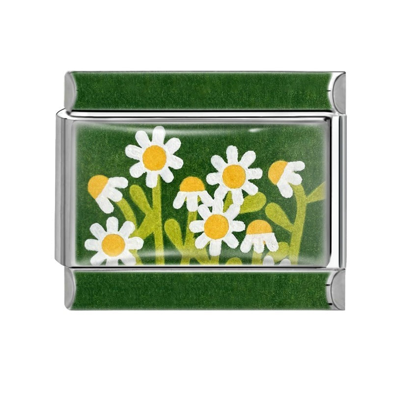 Wholesale 9mm Italian Charm Starter Bracelets DIY Flower Series Stainless Steel Composable Bracelet