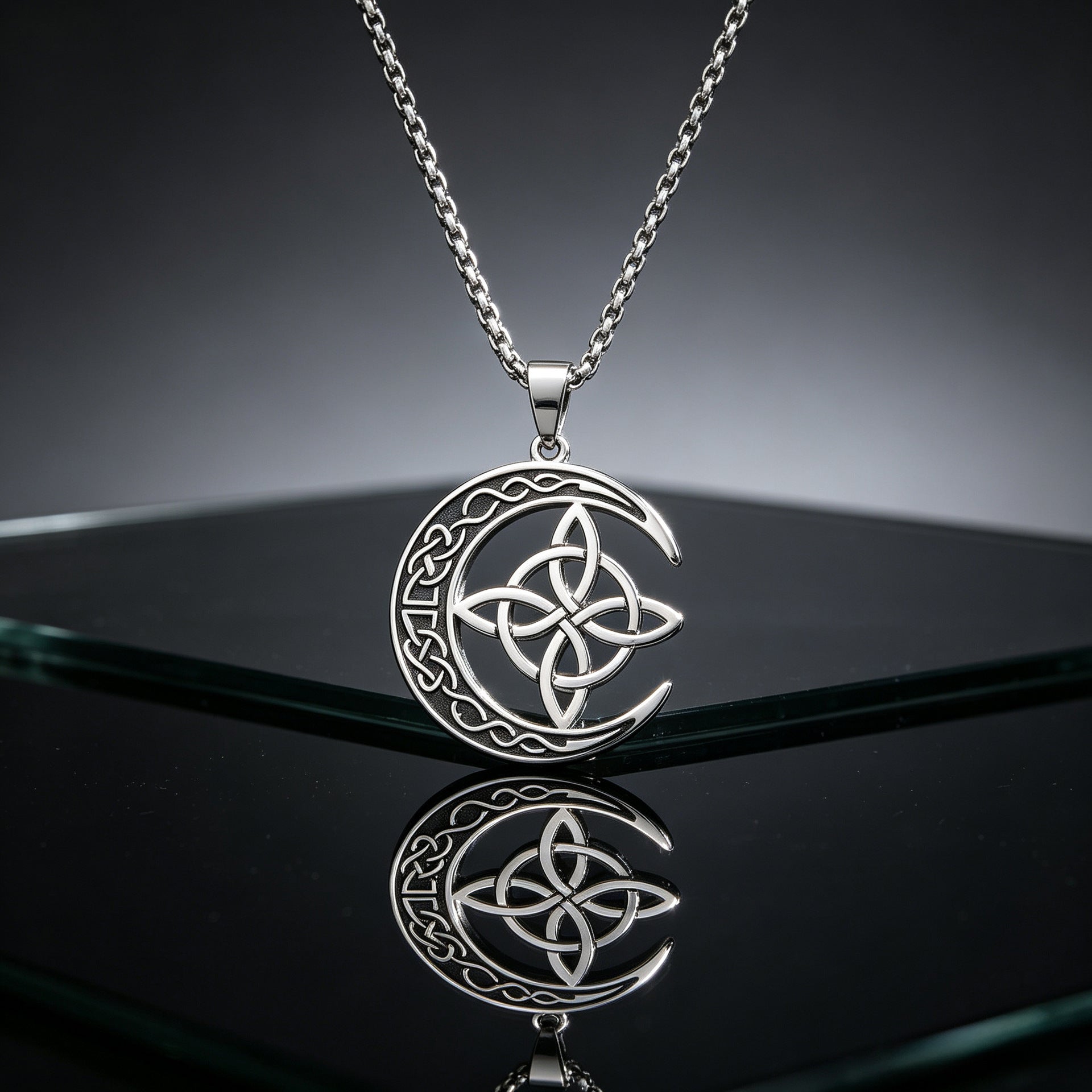Wholesale Trendy Celtic Moon Choker Necklace Stainless Steel Gold Hollow Design Fashion Jewelry Accessory For Resale