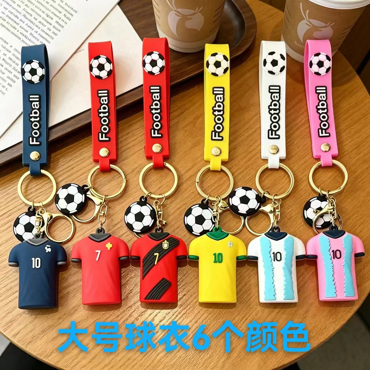 Wholesale # 10 Football Jersey Keychain - Pink PVC Decorative Car Key Accessory for Party Gifts or Resale