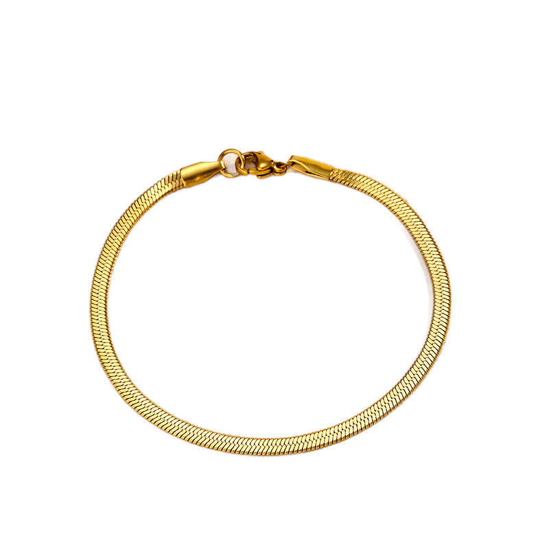 Wholesale electroplated gold snake bone chain  stainless steel Bracelet