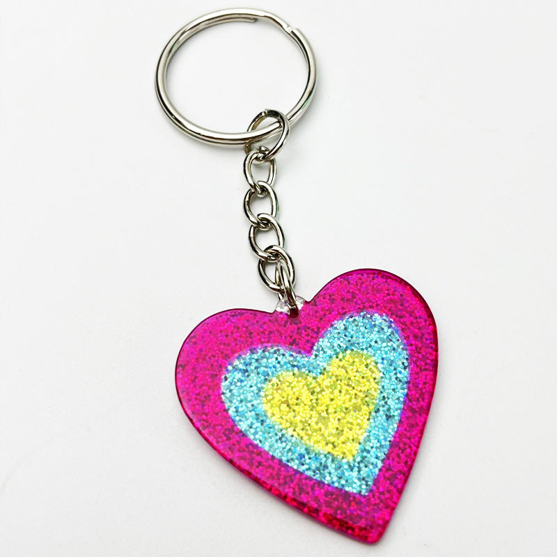 Wholesale 2pcs Love Tape Recorder Fluorescent Glitter Acrylic Keychain Creative Keychain ACC-KC-HY029