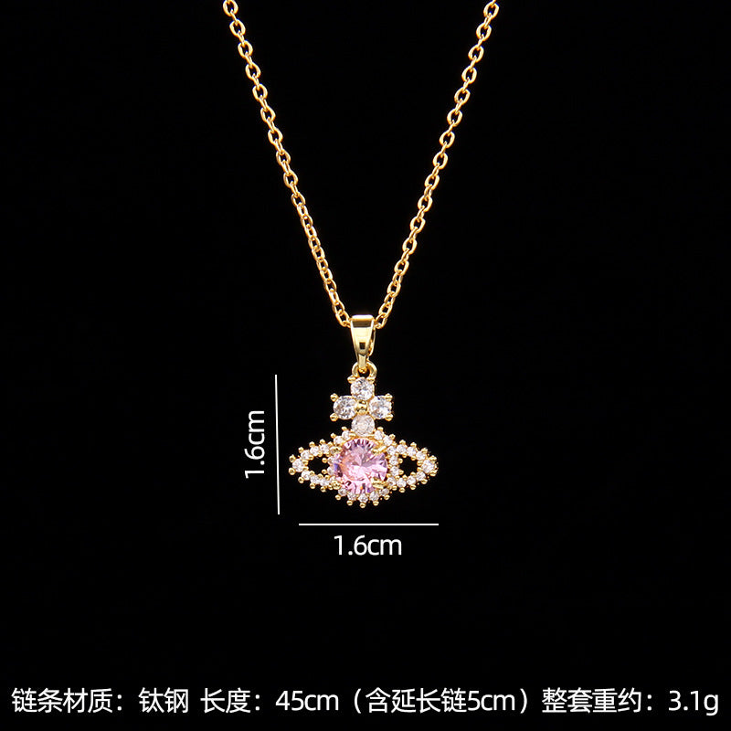 Wholesale saturn necklace with zircon pendant necklace ACC-NE-Rongc005