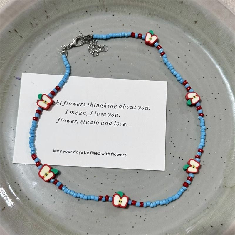 Wholesale Cartoon Ceramic Puppy Beaded Pendant Necklace