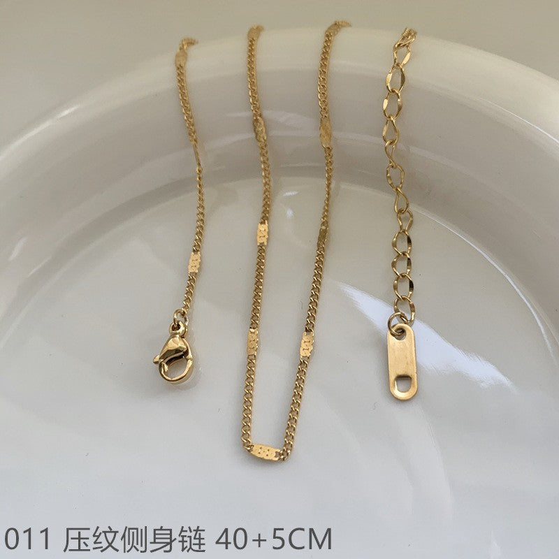 Wholesale Cross chain box chain snake bone chain titanium steel plated 24k golden sunflower clavicle chain