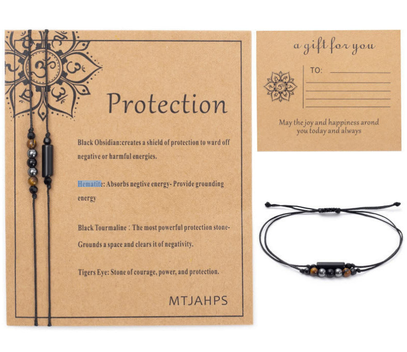 Wholesale Tiger' s Eye Woven Bracelet Long Square Strip Diamond Natural Stone  Bracelet