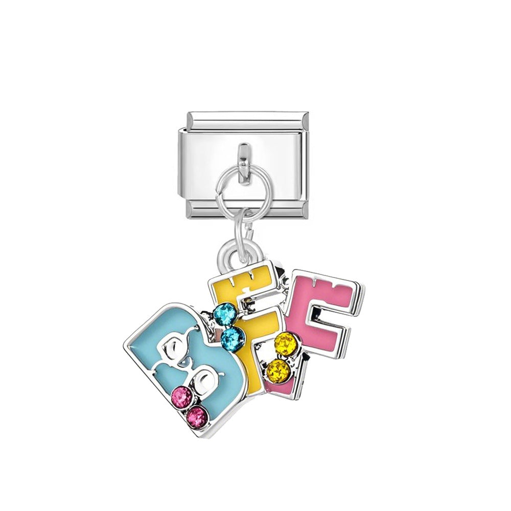 Wholesale Italian Charm Bracelet 9mm DIY Oil-Drip Single Buckle  Creative Stainless Steel Composable Bracelet