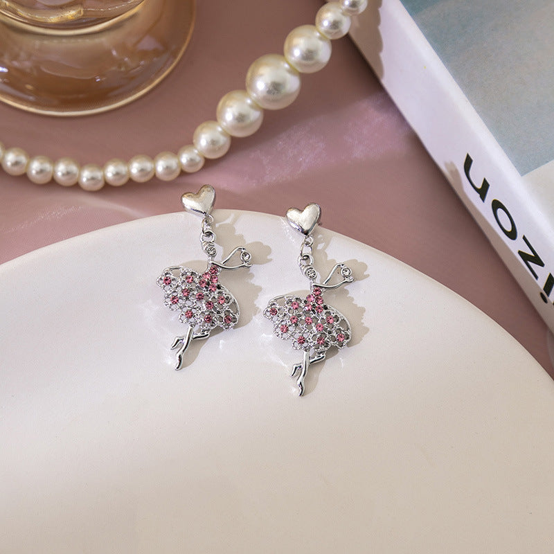 Wholesale Silver Needle Pink Rabbit Dolphin Heart Earrings ACC-ES-MDD093