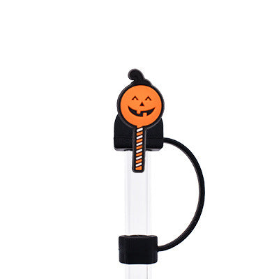 Wholesale Random 100pcs Halloween 10MM PVC Straw Tube Cap ACC-SCR-YiQu002