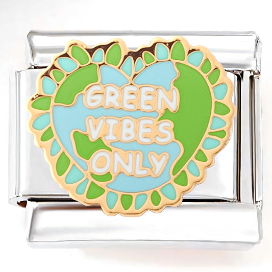 Wholesale Italian Charm Bracelet 9mm DIY Splicing Green Pink Heart Flower Stainless Steel Composable Bracelet