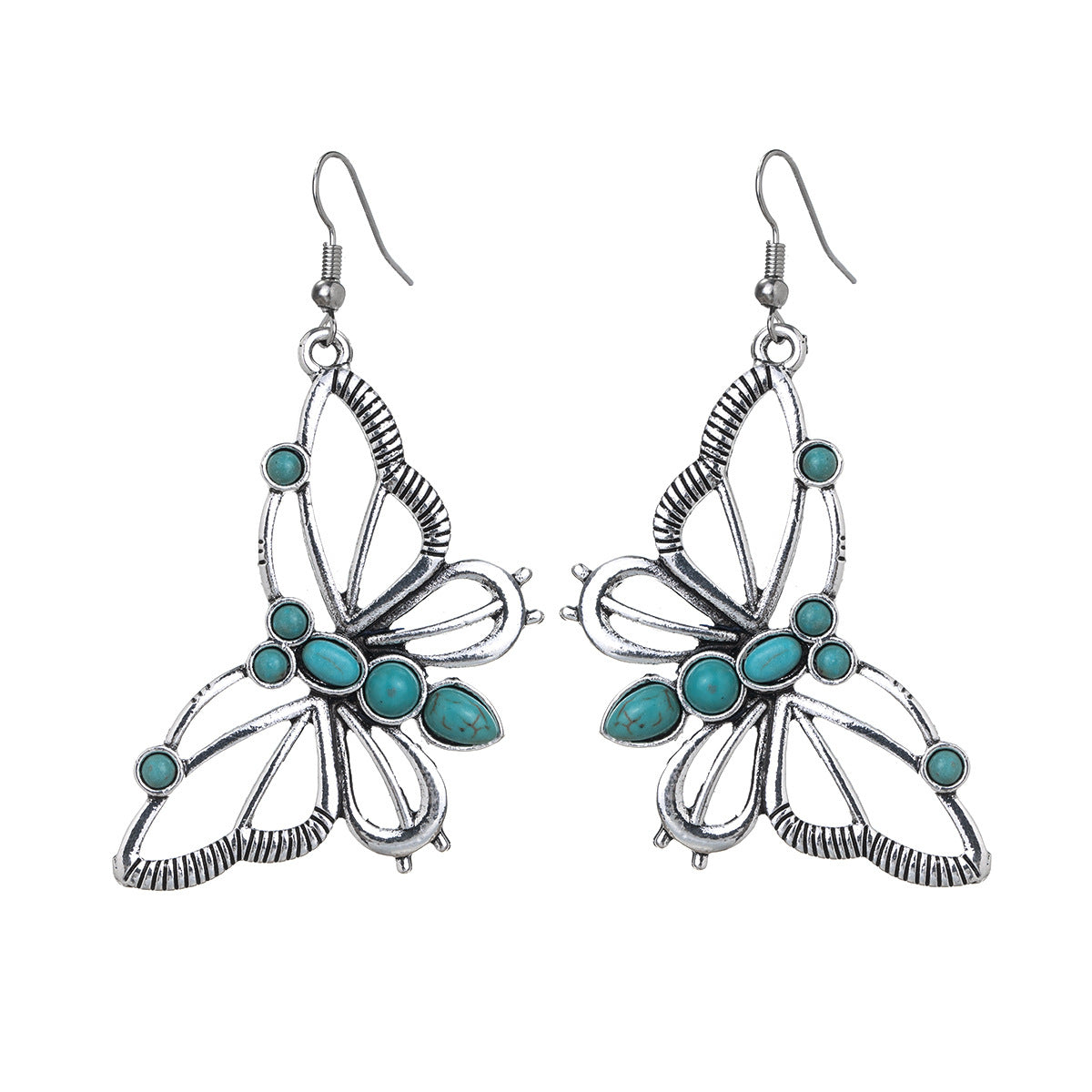 Wholesale Vintage Alloy Butterfly Hollow Dangle Earrings Fashion Jewelry for Women