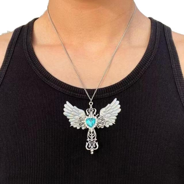 Wholesale Zinc Alloy Y2K Gothic Cross Pendant Necklace Trendy Jewelry Accessory