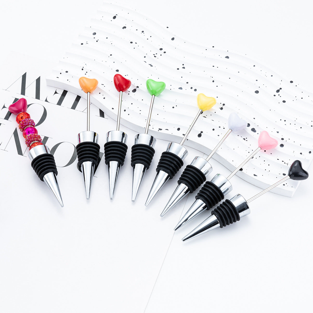 Wholesale DIY beadable Heart-Shaped Wine Stoppers