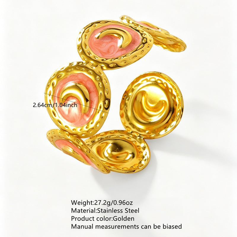 Wholesale Modern Moon Open Bangle Stainless Steel Enamel Bracelet Fashion Jewelry Accessory