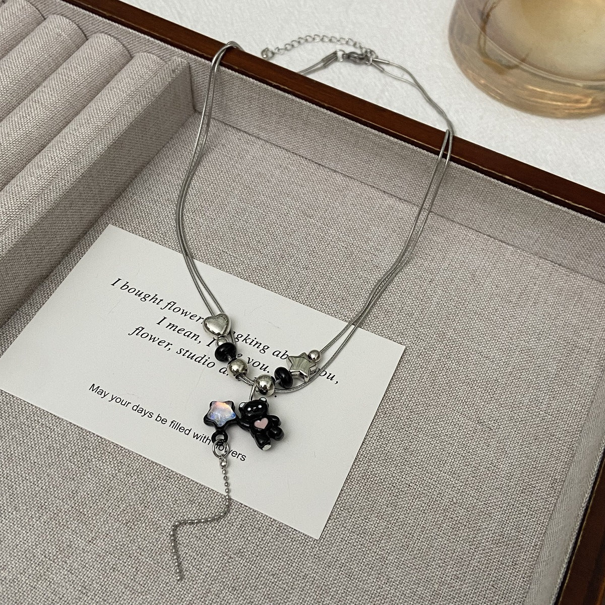 Wholesale Cartoon  Love Bear Star Tassel Necklace