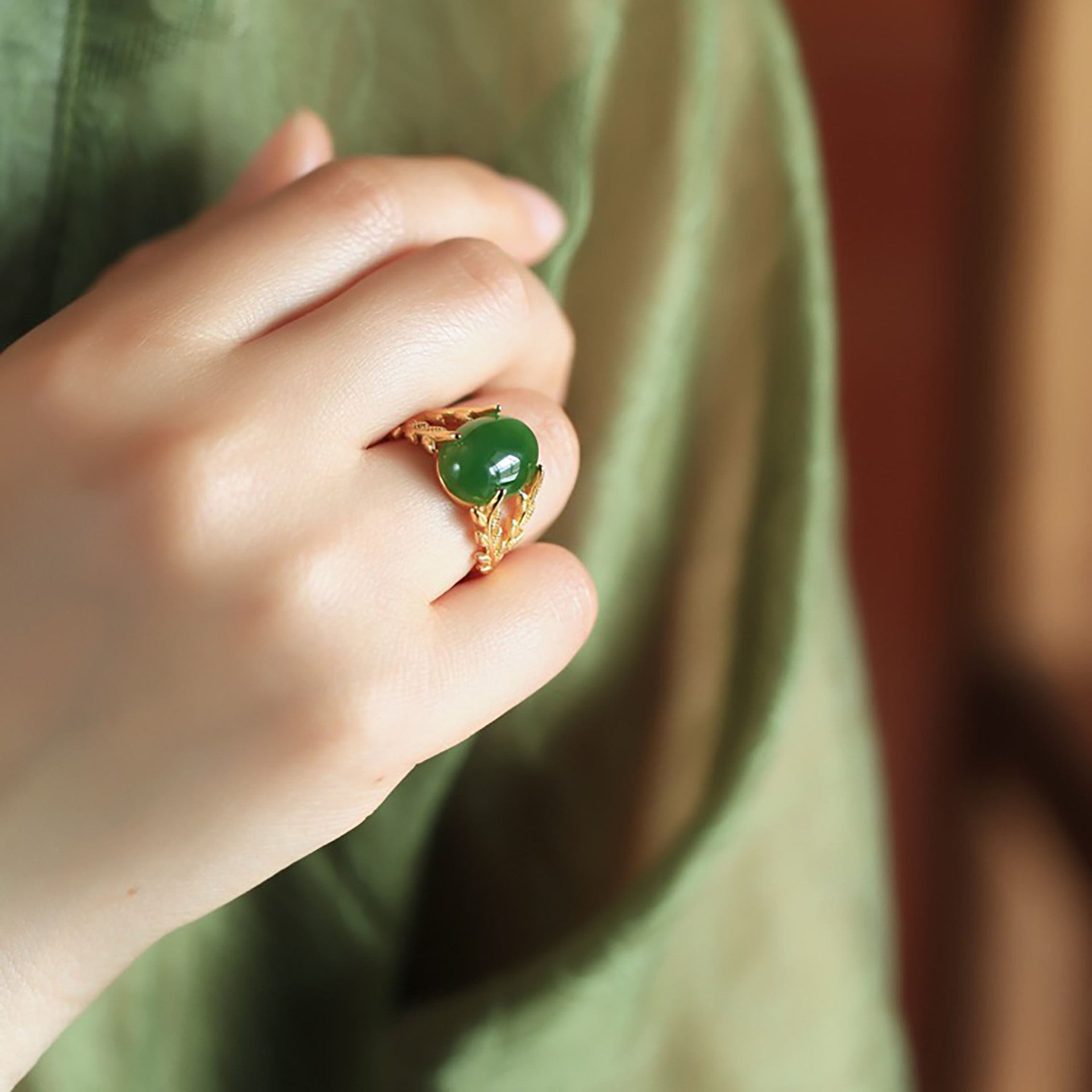 Wholesale Light luxury jade inlaid ring