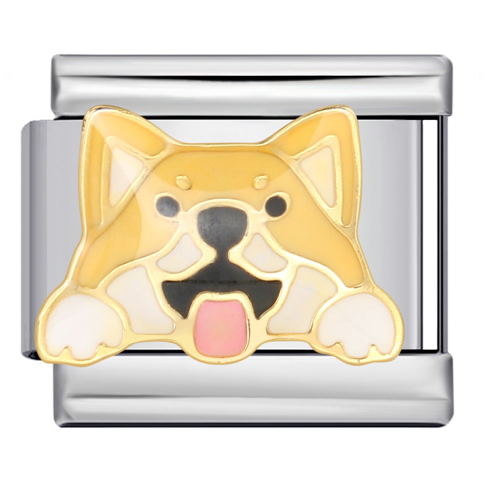 Wholesale  Italian Charm Bracelet 9mm DIY gold and silver pet dog series  Creative Stainless Steel Composable Bracelet