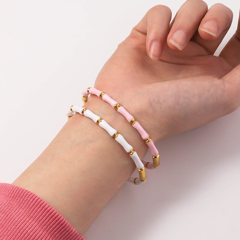 Wholesale Oil Drop Stainless Steel Multicolor Bamboo Bracelet ACC-BT-RuiX003
