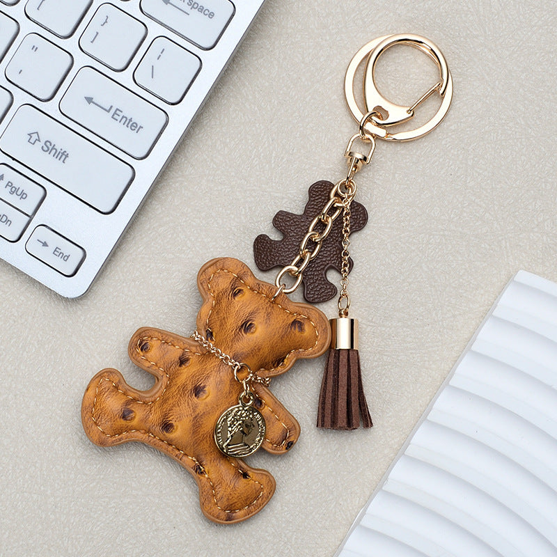 Wholesale Chic White Leather Bear Keychain - Decorative Bag Charm &  Car Key Accessory
