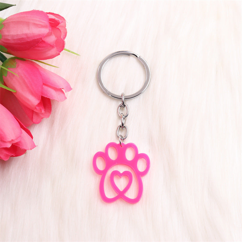 Wholesale Valentine's Day Dog Paw LOVE Acrylic Keychain