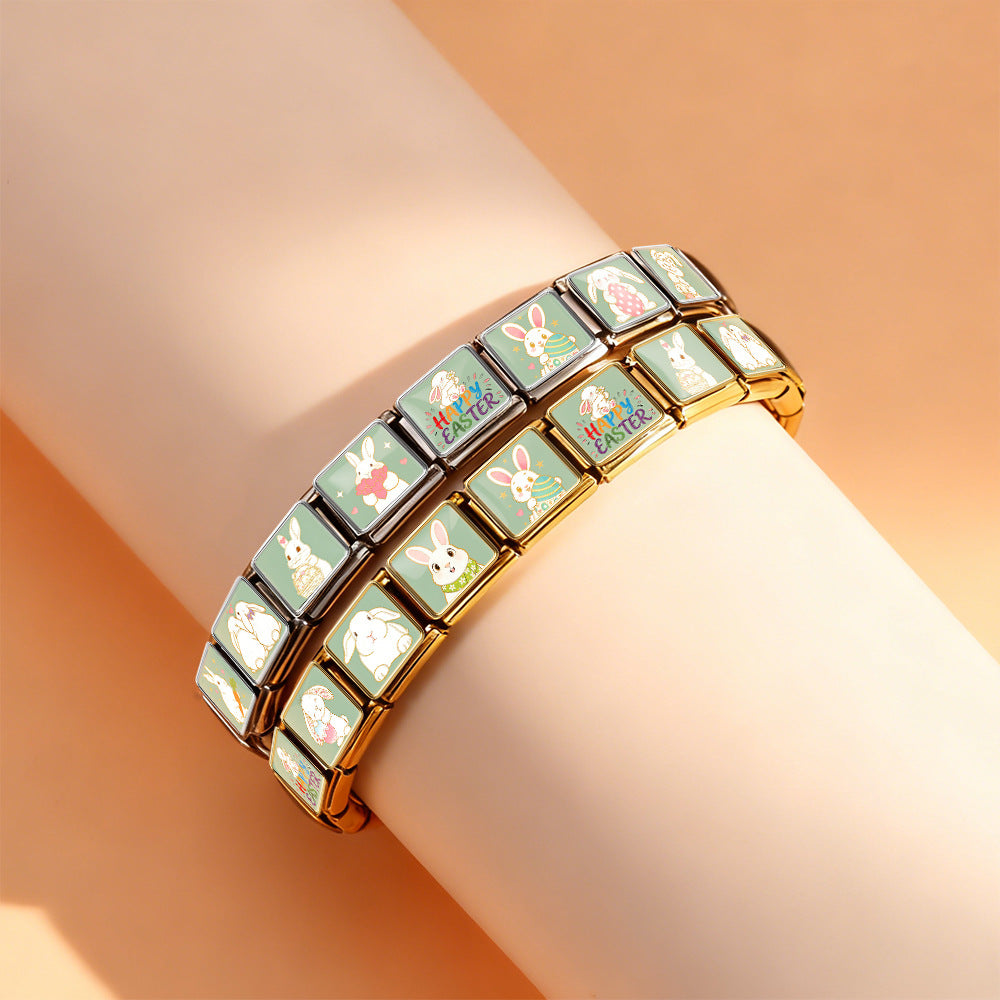 Wholesale Easter Bunny Modular Bracelet Stainless Steel DIY Detachable - Everyday Wear Jewelry Accessory