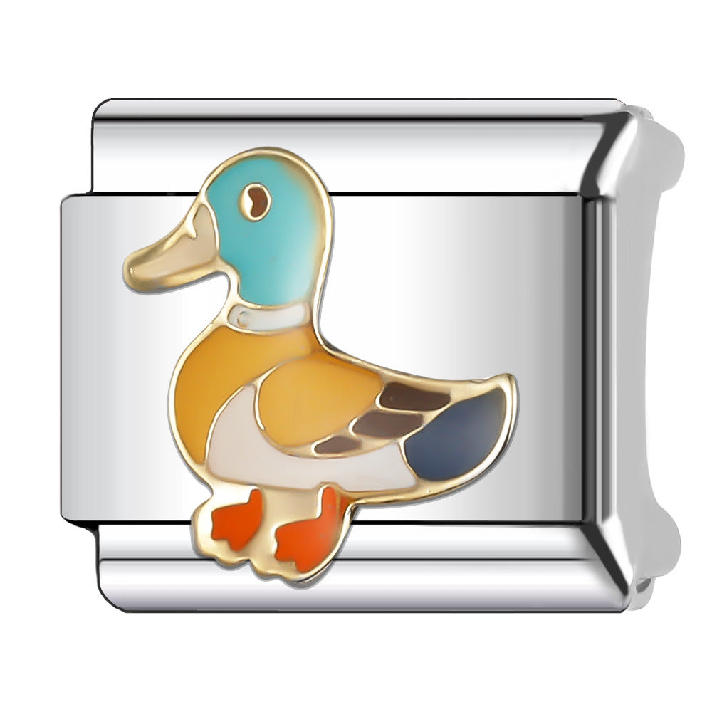 Wholesale Italian Charm Bracelet 9mm DIY Splicing Cute Cartoon Animal Stainless Steel Composable Bracelet