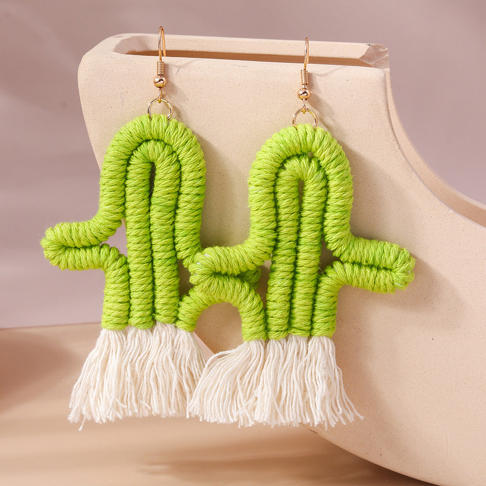 Wholesale Plush Succulent Earrings Wool Cactus Earrings