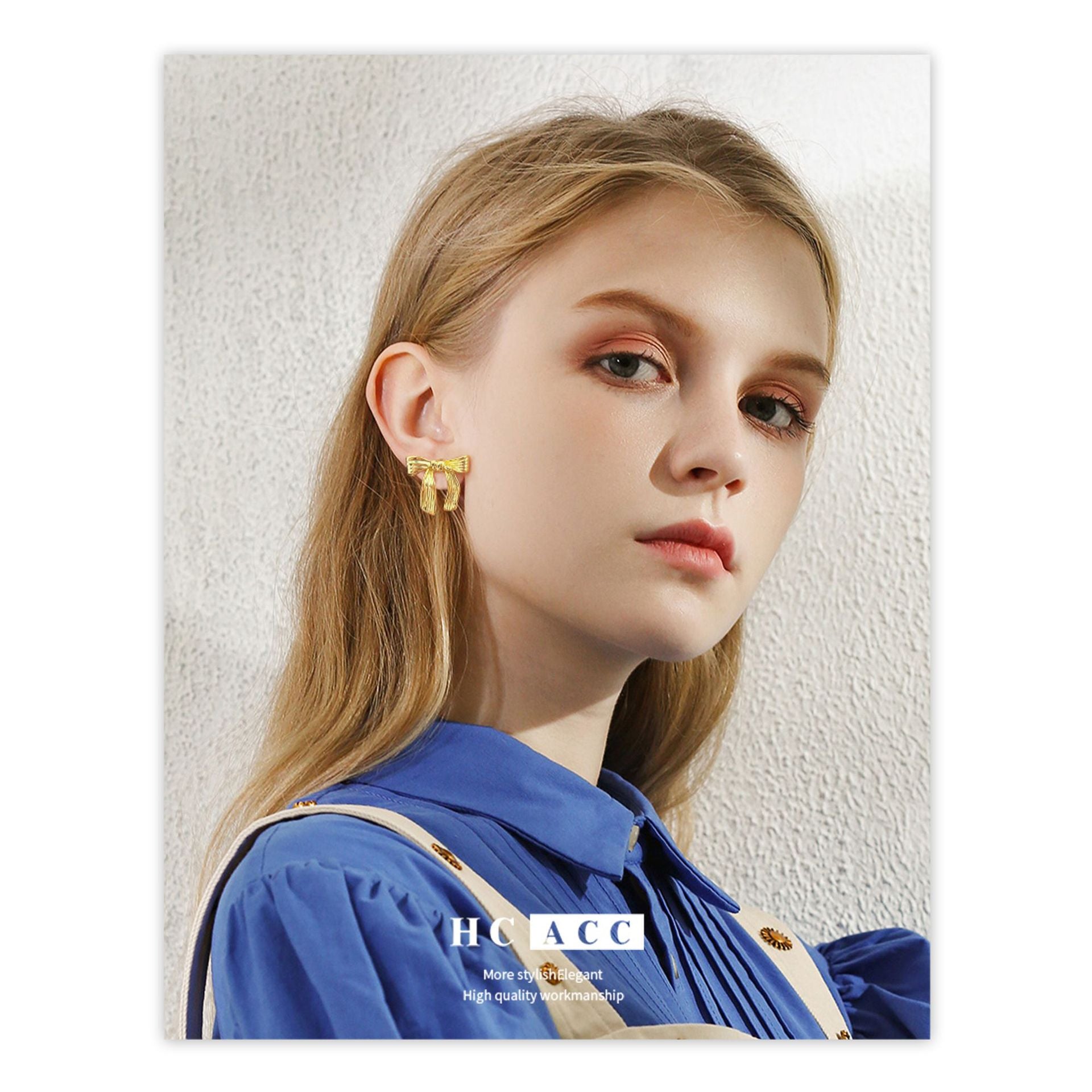 Wholesale Bow Earrings, Light Luxury, High Grade Copper Plated Earrings, ACC-ES-HuaChuang009